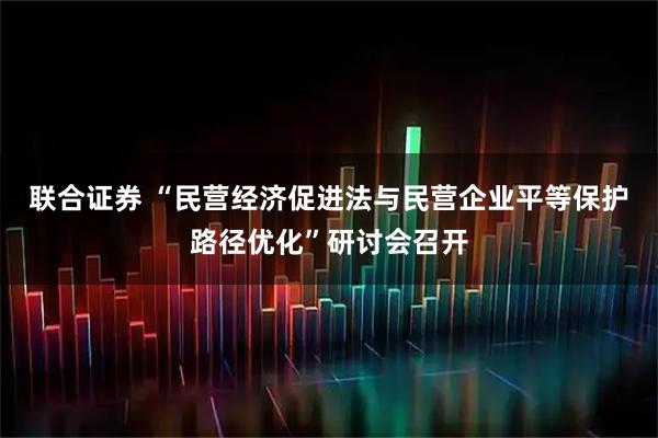 联合证券 “民营经济促进法与民营企业平等保护路径优化”研讨会召开